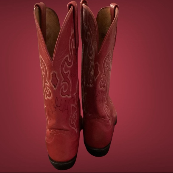 (Vintage) Lucchese 1883 Red Leather Western Cowgirl Boot - Picture 8 of 10